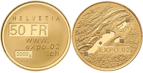 50 Fr. Goldmünze 2002 Expo 02