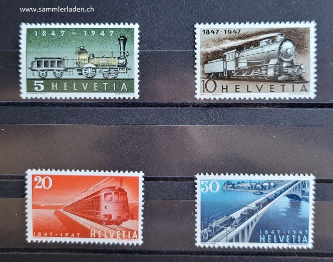 Schweiz 1947  100 Jahre Eisenbahn Nr. 277-280
