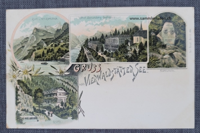 Vierwaldstättersee Litho Ansichtskarte um 1900 ungebraucht