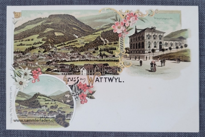 Wattwil SG Litho Ansichtskarte um 1900 ungebraucht