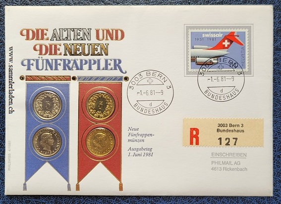 Numis-Brief 5 Rappen alt & neu Bern