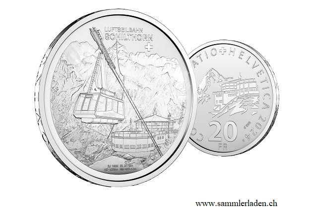 2o Fr. Schilthorn Luftseilbahn 2024 Polierte Platte