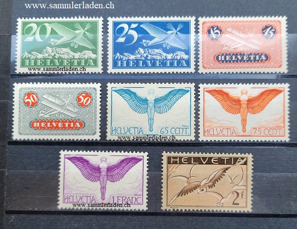 Schweiz 1933 - 1937 Flugpostmarken ** ungestempelt mit geriffeltem Papier