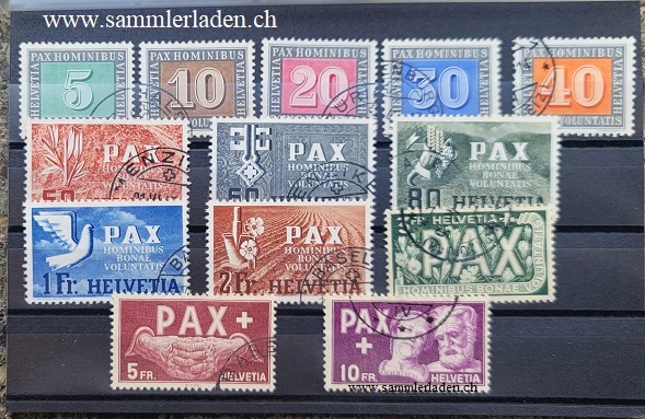 Schweiz 1945 PAX Friedensmarken gestempelt