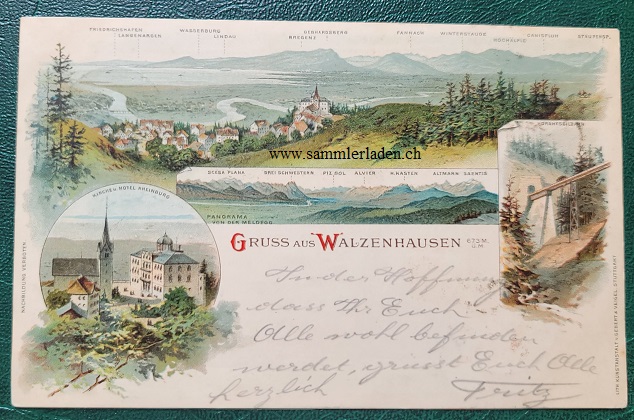 Walzenhausen AR Litho Ansichtskarte 1900 gestempelt