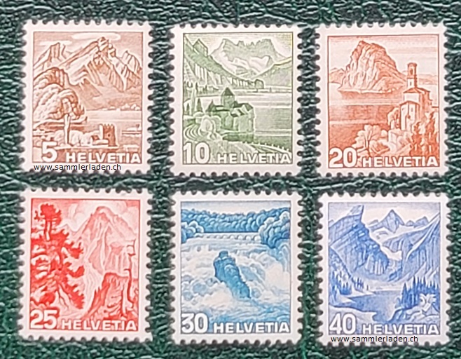 Schweiz 1948 Landschaftsbilder Farbänderungen Nr. 285 - 290