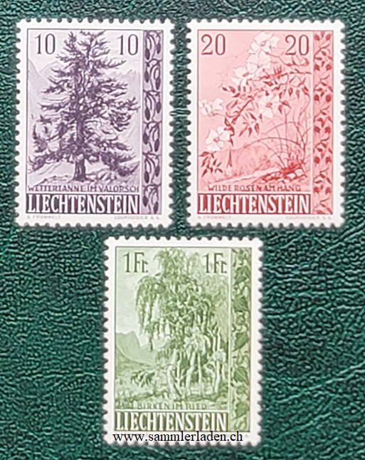 Liechtenstein Bäume & Sträucher I  1957  Nr. 301 - 303