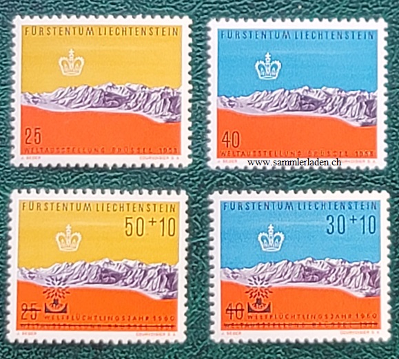 Liechtenstein Weltausstellung Brüssel 1958 313-14 + W 27-28