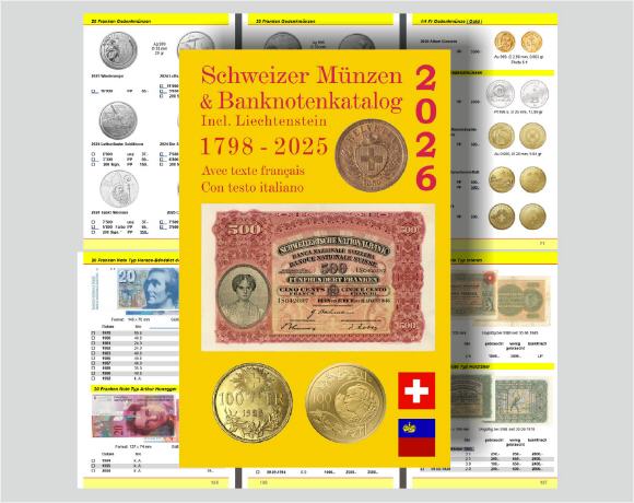 Münzen und Banknotenkatalog Schweiz / FL 1799 bis heute 2026
