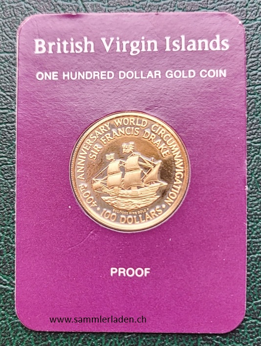 Britsch Vergin Inseln 100 Dollar Goldmünze 1980
