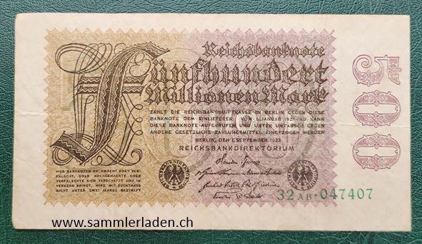500 Millionen Mark 1. September1923