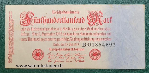 500 Tausend Mark 25. Juli 1923