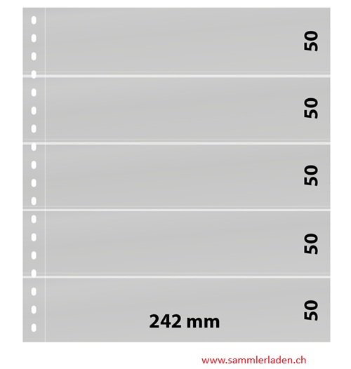 Lindner Klarsichthülle mit 5 Taschen (242 x 50 mm), mit  schwarzem Zwischenblatt