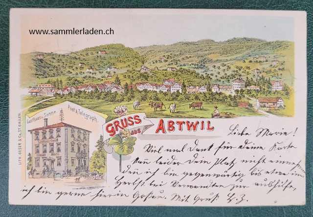 Abtwil SG Litho. - Postkarte 1899
