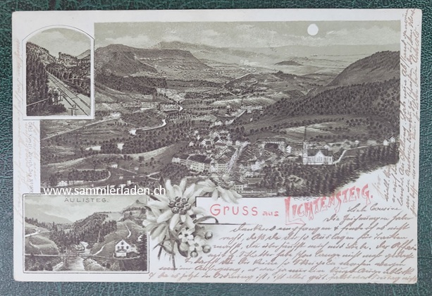Lichtensteig Nacht-Litho. - Postkarte 1901
