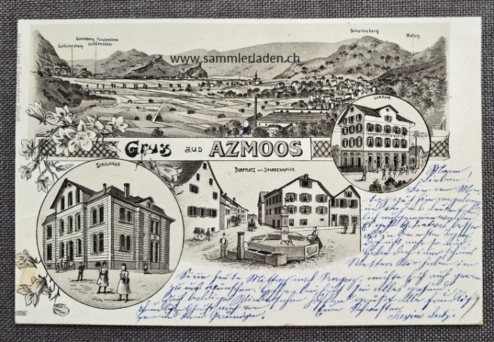 Azmoos SG Litho Postkarte 1903