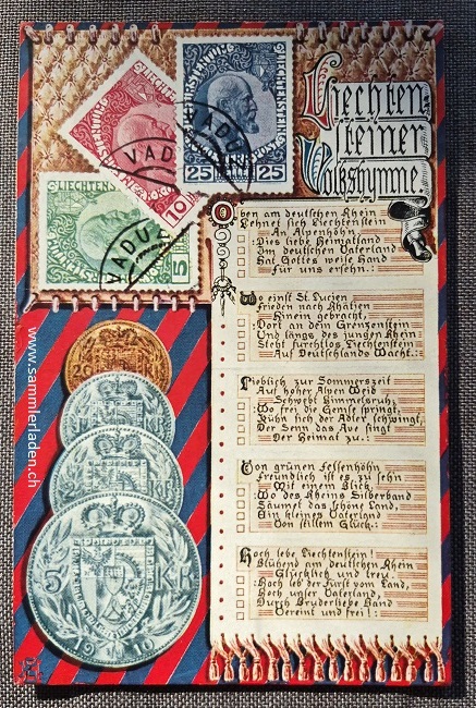 Fürstentum Liechtenstein Ansichtskarte mit Kronen Briefmarken & Münzen