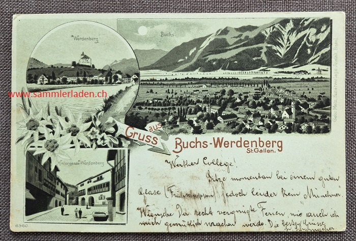 Buchs - Werdenberg SG Litho Postkarte 1899