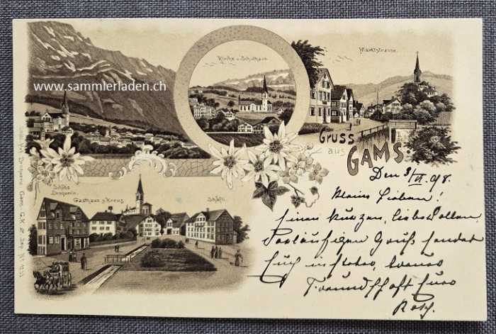 Gams SG Litho Postkarte 1898