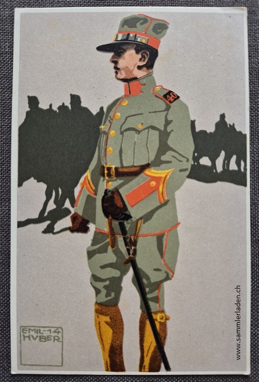 Militär Künstler-Postkarte von Emil Huber (  Wachmeister der Feldartillerie )