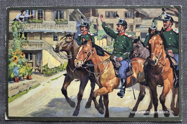 Militär Künstler-Postkarte von E.Hodel ( Kavallerie )