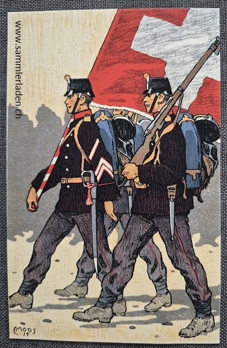 Militär Künstler-Postkarte von Moos ( Fahnenträger ) 1914