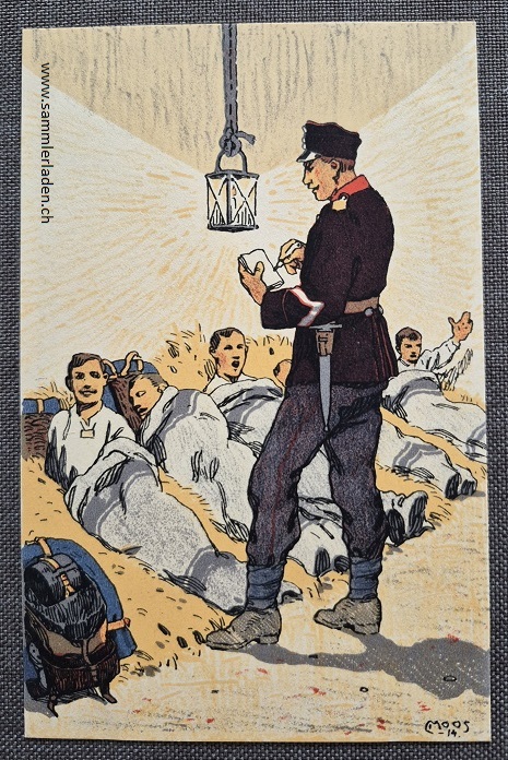 Militär Künstler-Postkarte von Moos ( Appell ) 1914