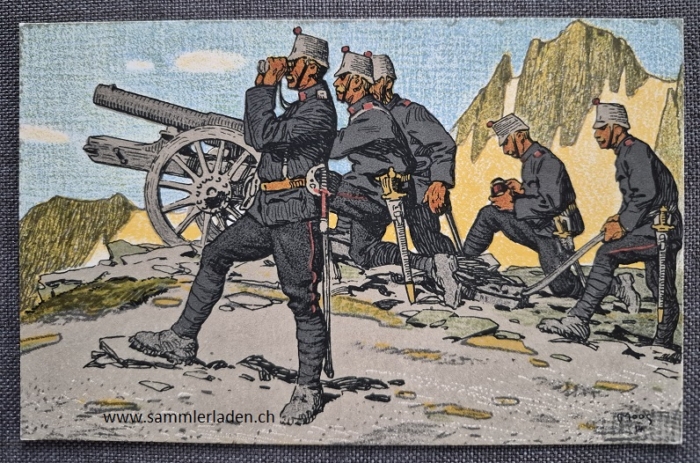 Militär Künstler-Postkarte von Moos ( Gebirgsartillerie ) 1914