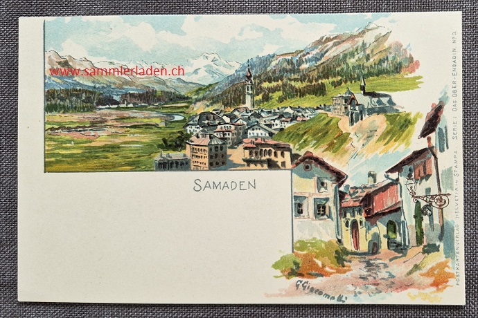 Litho Postkarte von Giovanni Giacometti Samedan