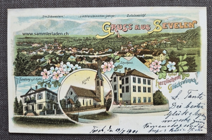 Sevelen SG Litho Postkarte 1901