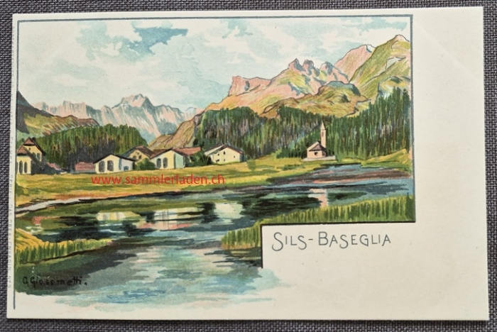Litho Postkarte von Giovanni Giacometti Sils-Baseglia