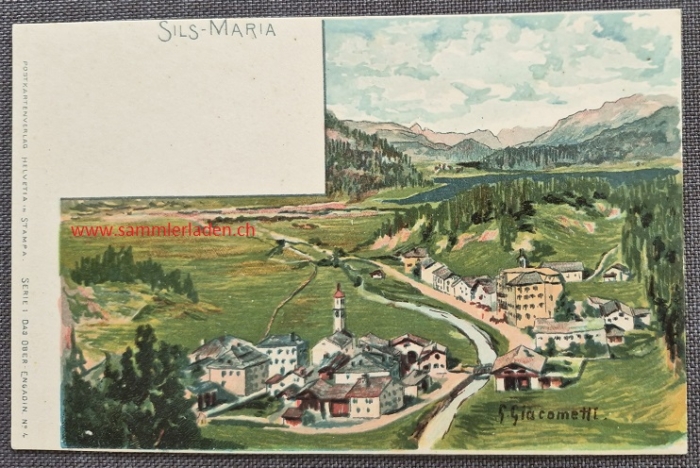 Litho Postkarte von Giovanni Giacometti Sils-Maria