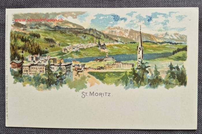 Litho Postkarte von Giovanni Giacometti St. Moritz