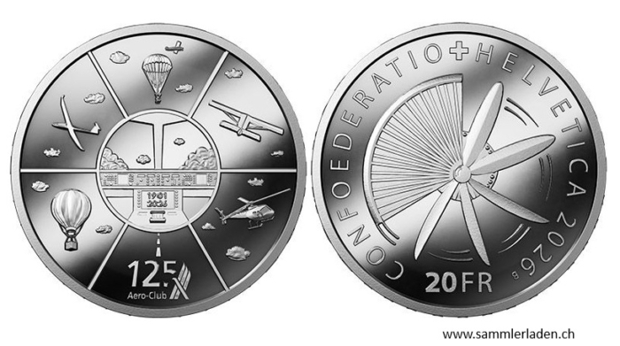2o Fr. 125 Jahre Aero Club der Schweiz 2026 Silber